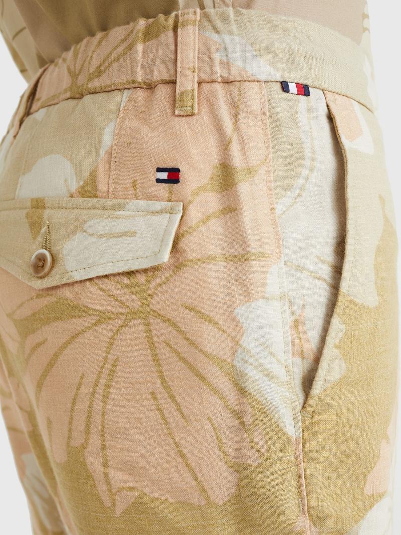 Férfi Tommy Hilfiger Linen floral print Rövidnadrág Bézs Színes | HU 995YXF